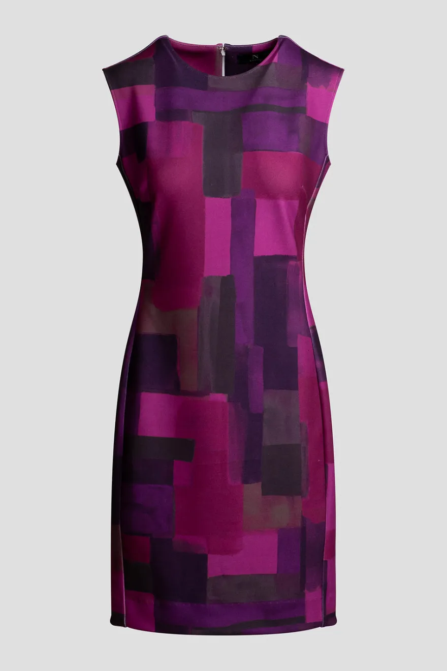 Color Block Knit Crepe Sheath Dress