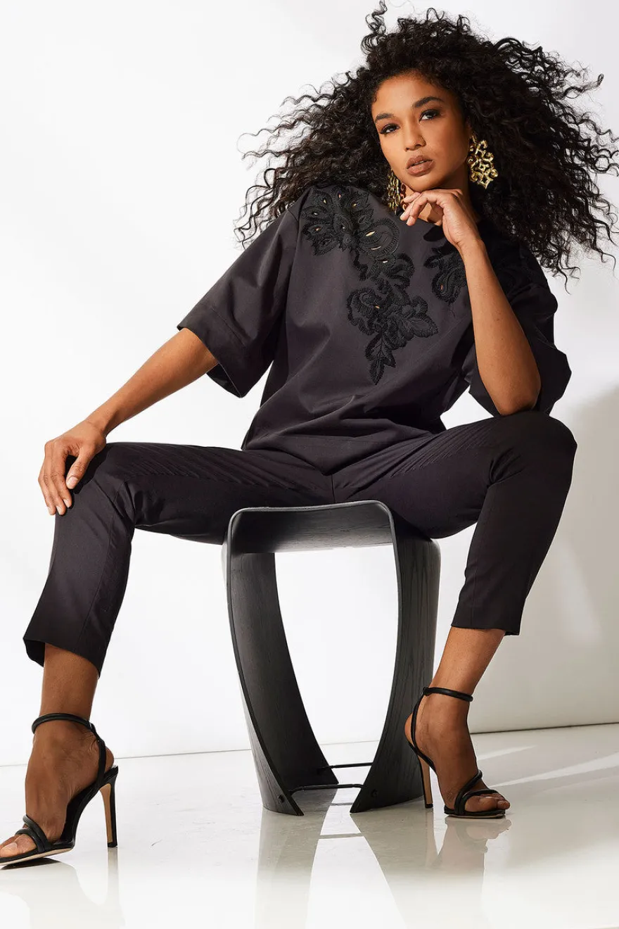 Cotton Chino Embroidered Top