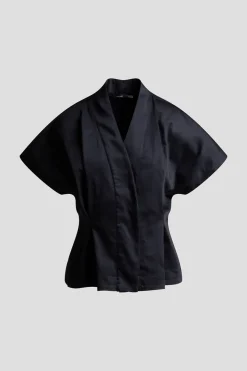 Cotton Chino Pleated Cap Sleeve Jacket