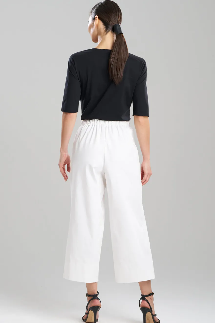 Cotton Chino Pull On Cropped Pants