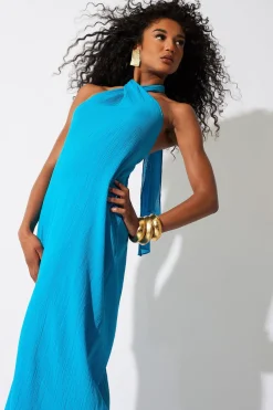 Cotton Gauze Maxi Halter Dress