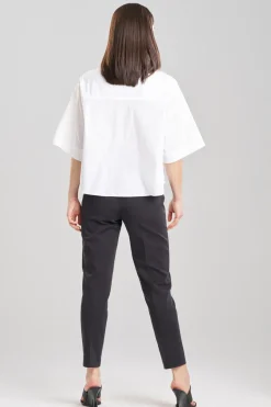 Cotton Poplin Embroidered Cutout Trapeze Shirt