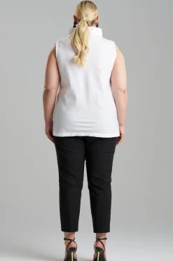 Cotton Poplin Funnel Neck Top