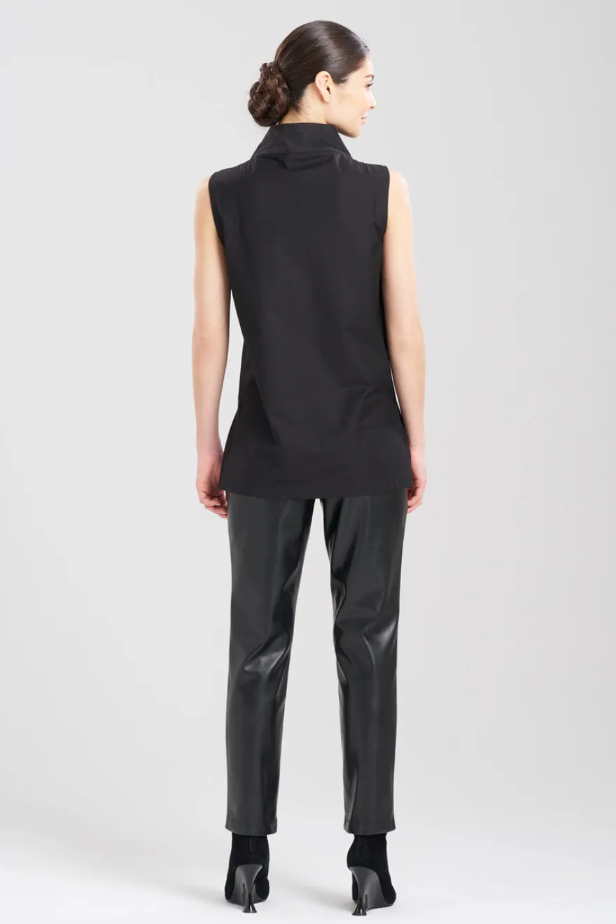 Cotton Poplin Funnel Neck Top