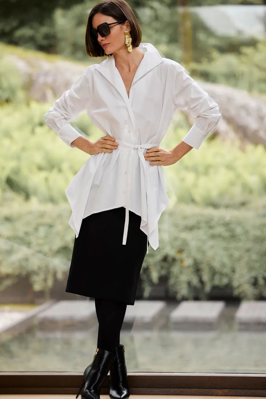 Cotton Poplin Handkerchief Hem Shirt