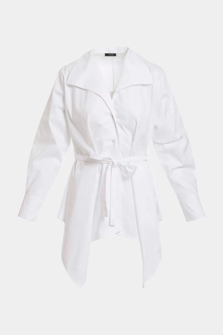 Cotton Poplin Handkerchief Hem Shirt