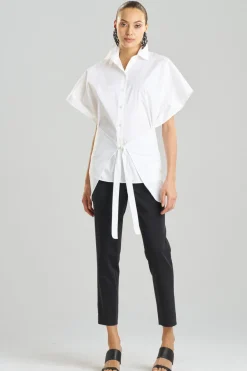 Cotton Poplin Kimono Wrap Shirt