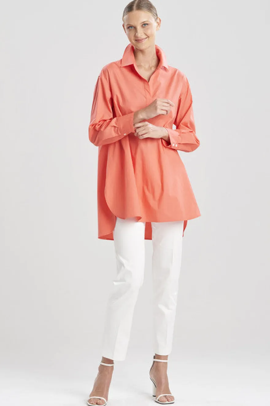 Cotton Poplin Oversized Half Placket Shirt