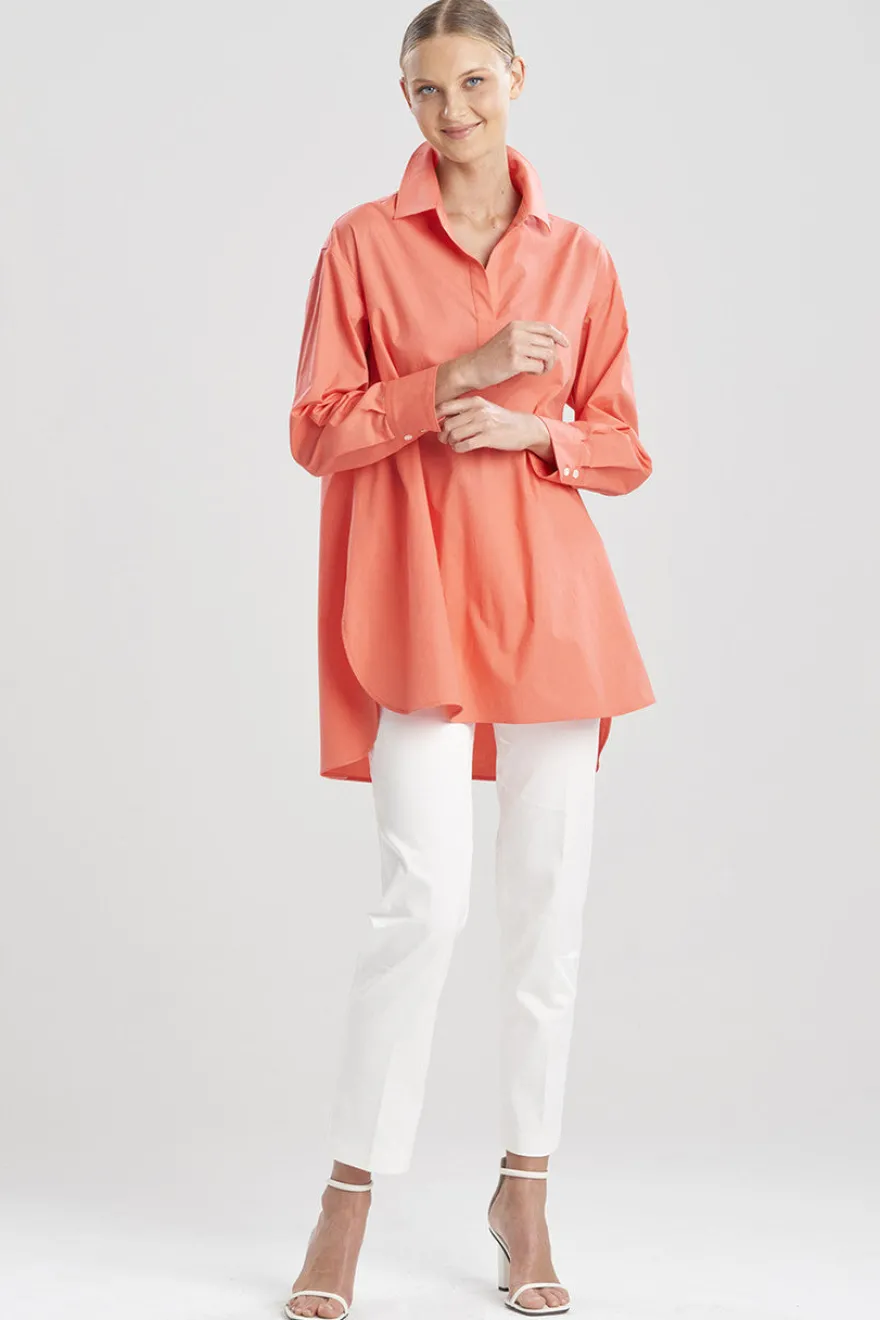 Cotton Poplin Oversized Half Placket Shirt