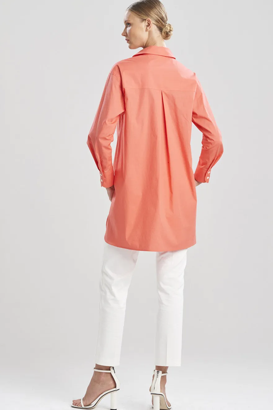Cotton Poplin Oversized Half Placket Shirt
