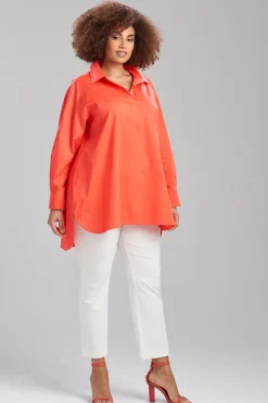 Cotton Poplin Oversized Half Placket Shirt