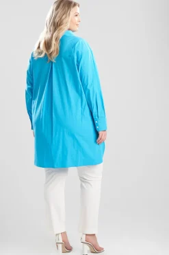 Cotton Poplin Oversized Half Placket Shirt