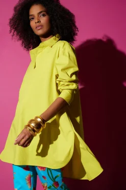 Cotton Poplin Oversized Half Placket Shirt