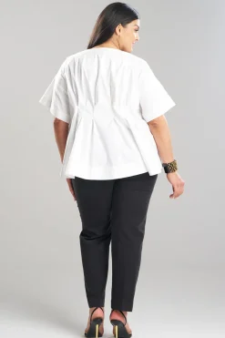 Cotton Poplin Pleated Back Cocoon Shirt