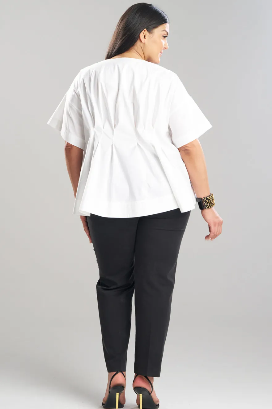 Cotton Poplin Pleated Back Cocoon Shirt