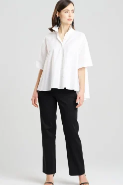 Cotton Poplin Short Sleeve Trapeze Shirt