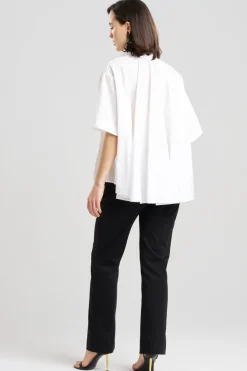 Cotton Poplin Short Sleeve Trapeze Shirt