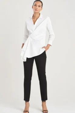 Cotton Poplin Side Drape Shirt