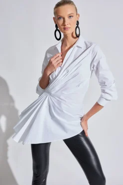 Cotton Poplin Side Drape Shirt