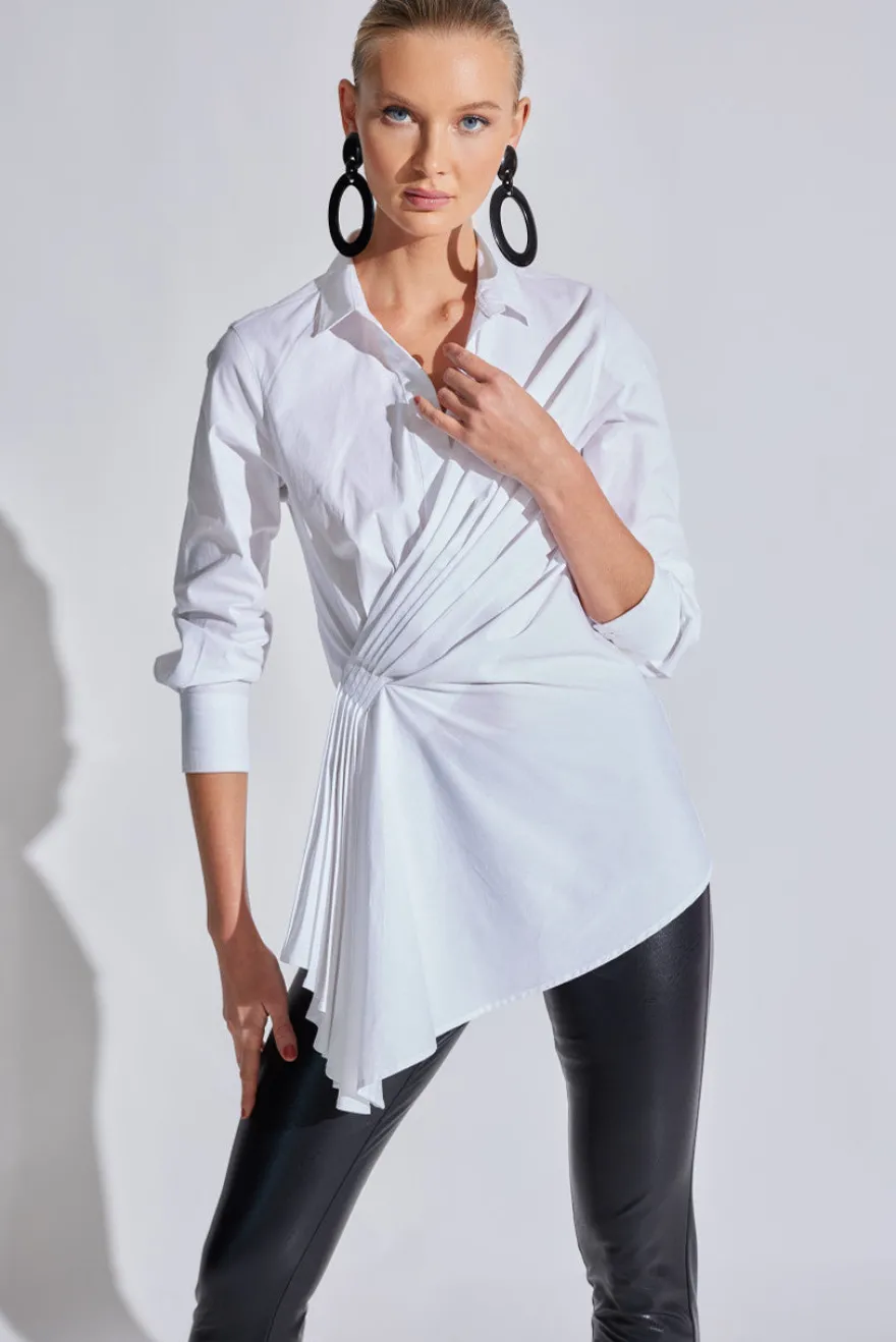 Cotton Poplin Side Drape Shirt