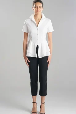 Cotton Poplin Tiered Hem Short Sleeve Shirt