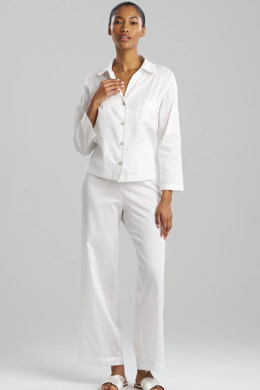 Cotton Sateen Embroidered Essentials Notch PJ