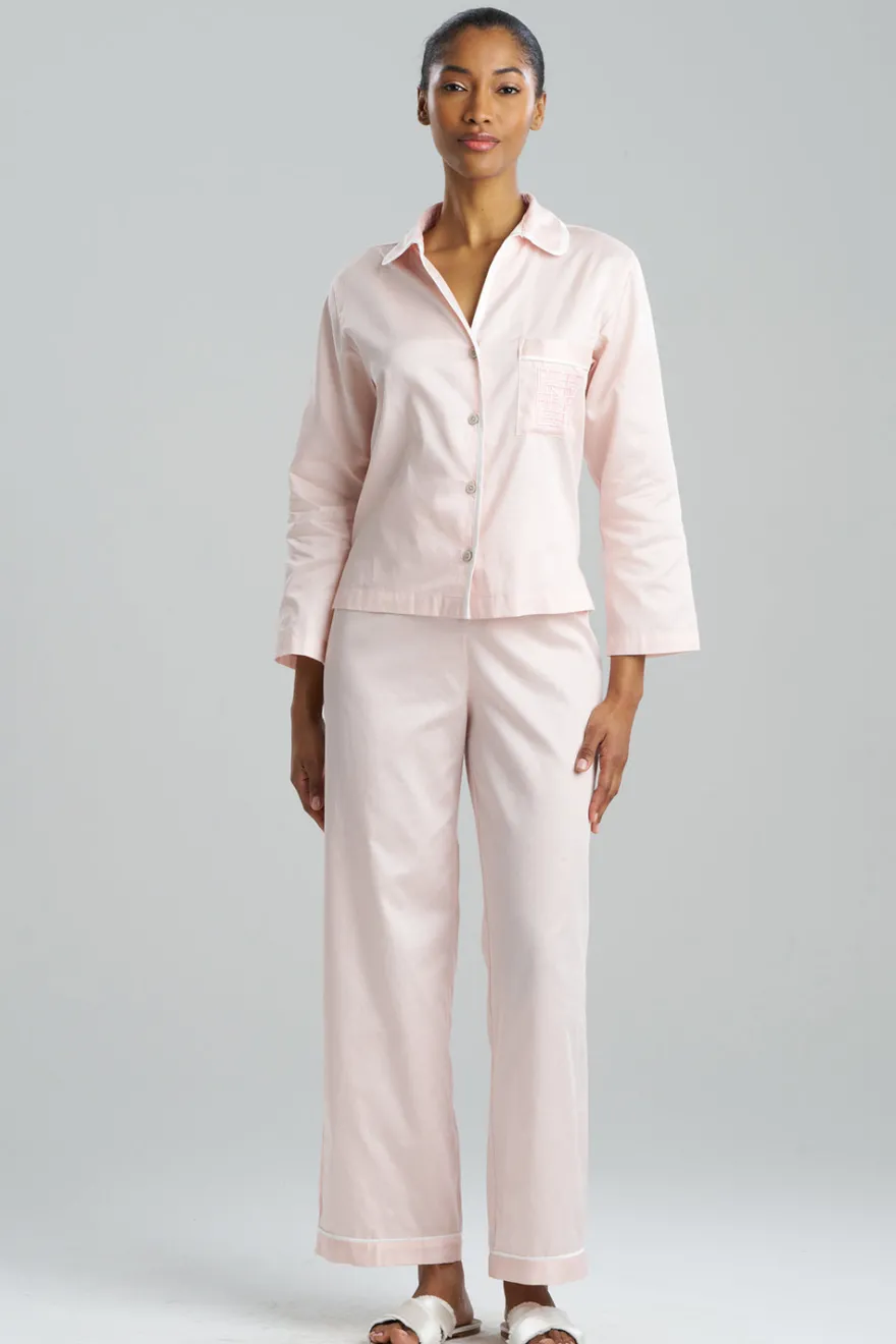 Cotton Sateen Embroidered Essentials Notch PJ