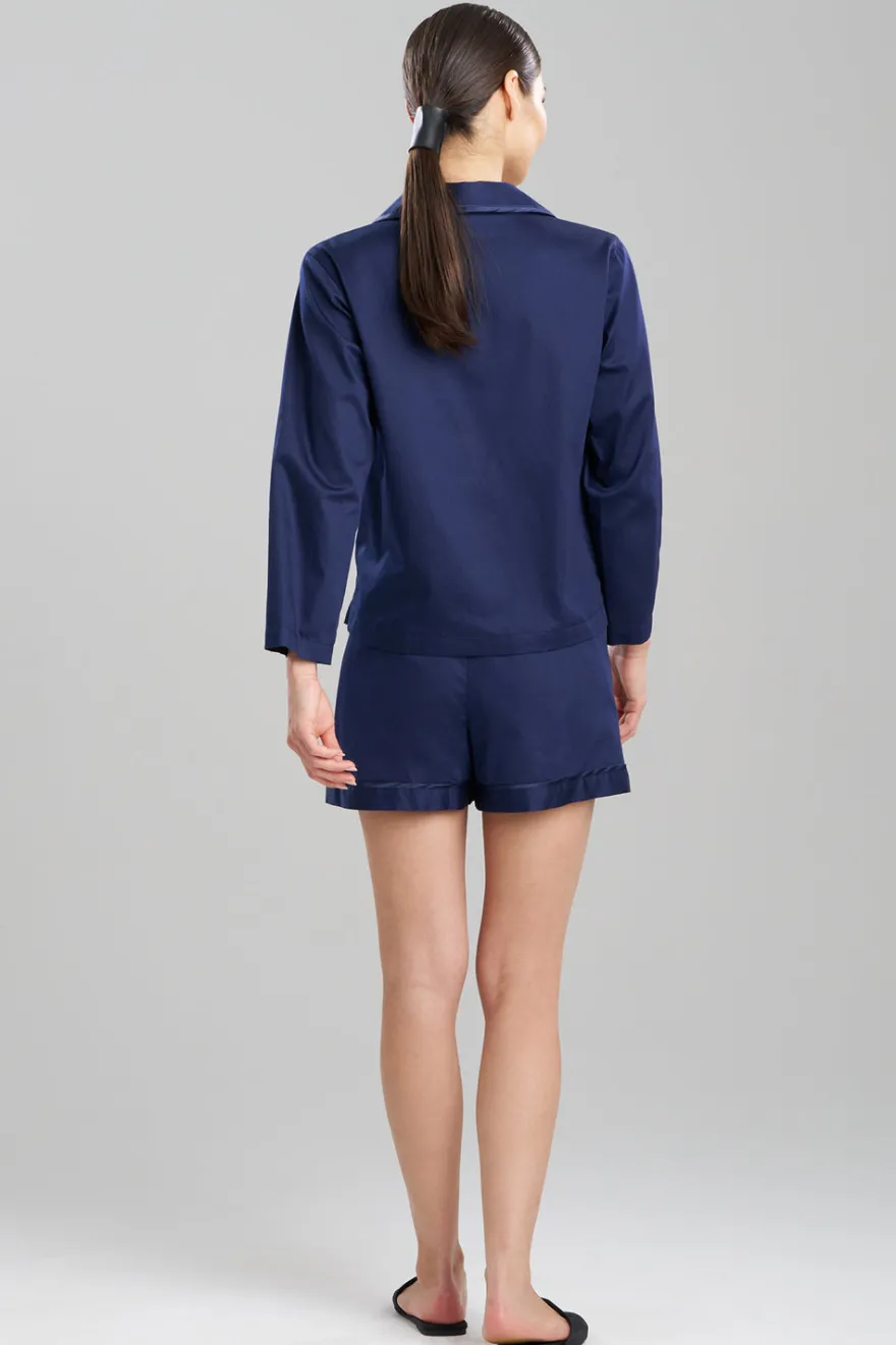 Cotton Sateen Embroidered Essentials Notch Shorts PJ