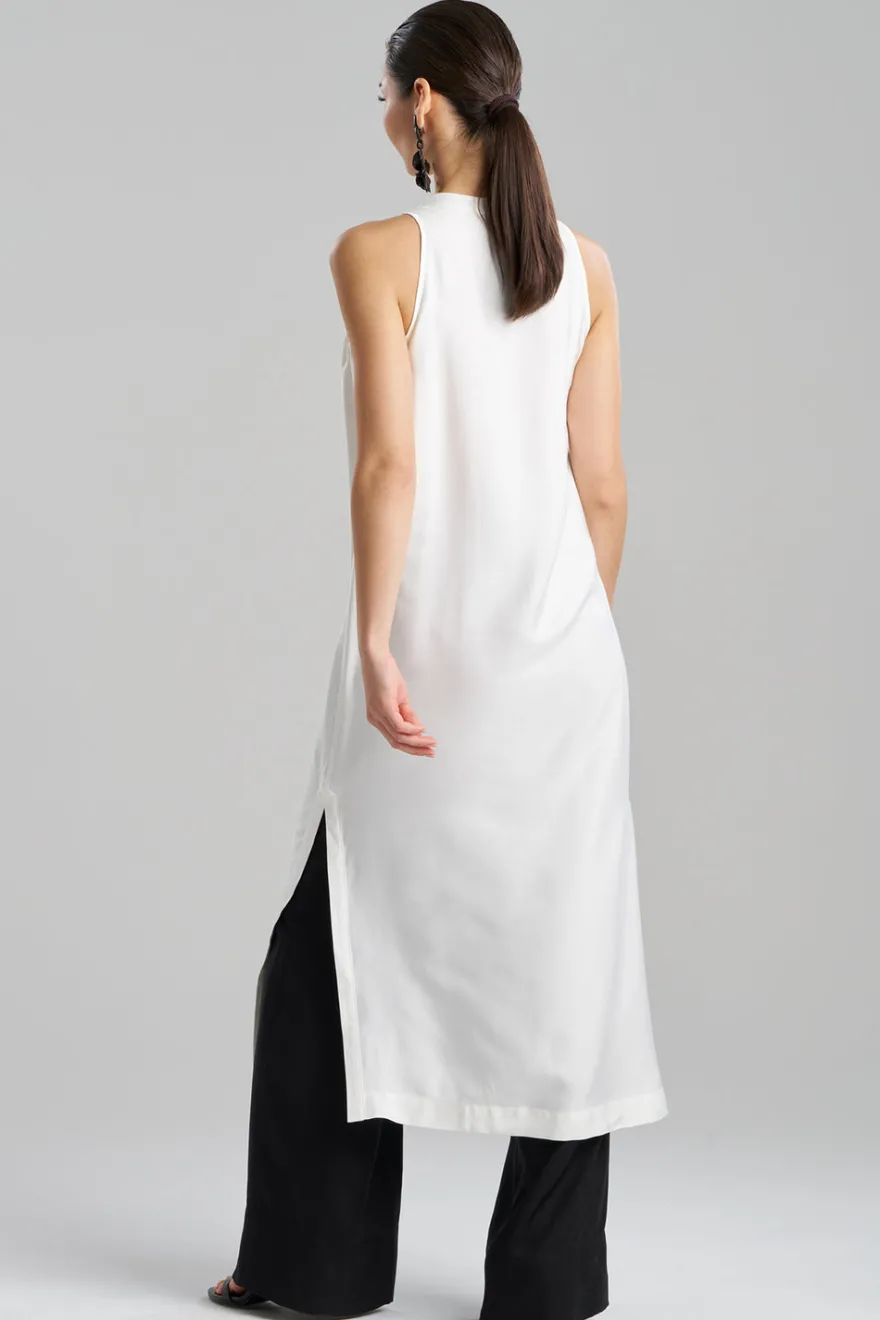 Cotton Silk Twill Sleeveless Tunic