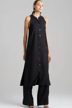 Cotton Silk Twill Sleeveless Tunic