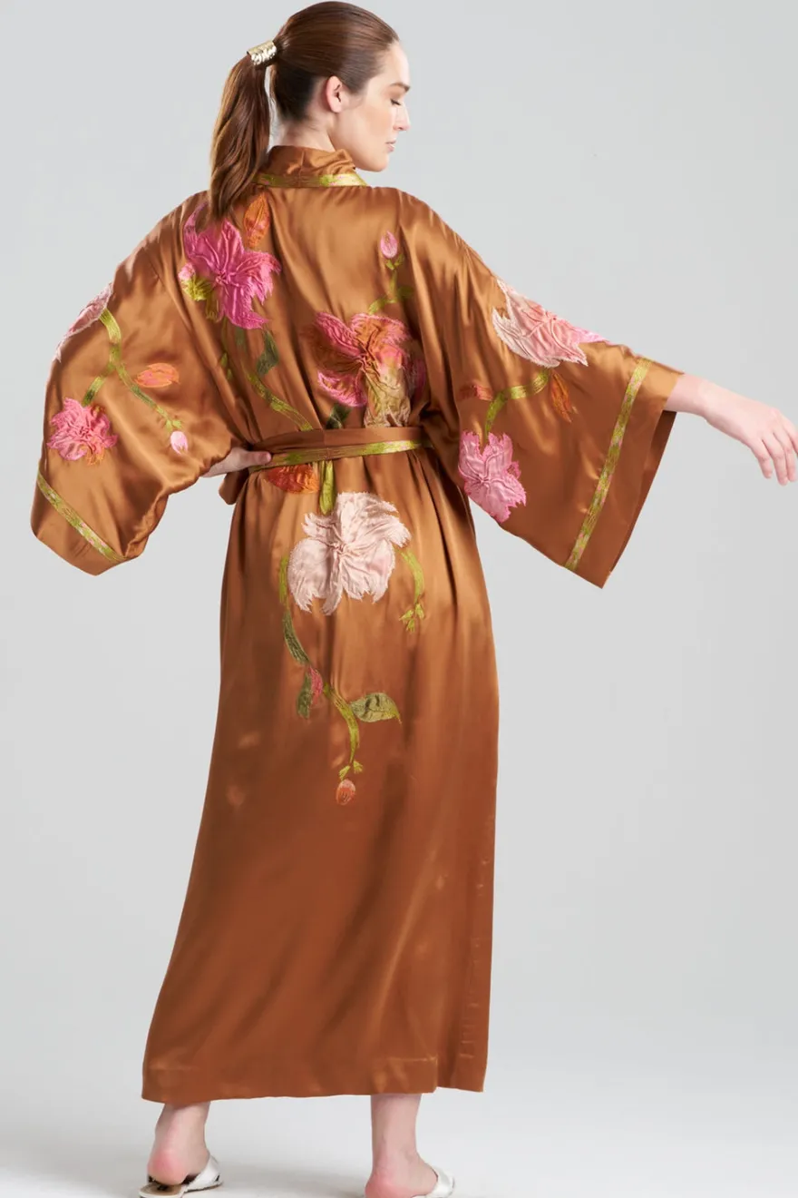 Couture Brushstroke Embroidered Silk Robe