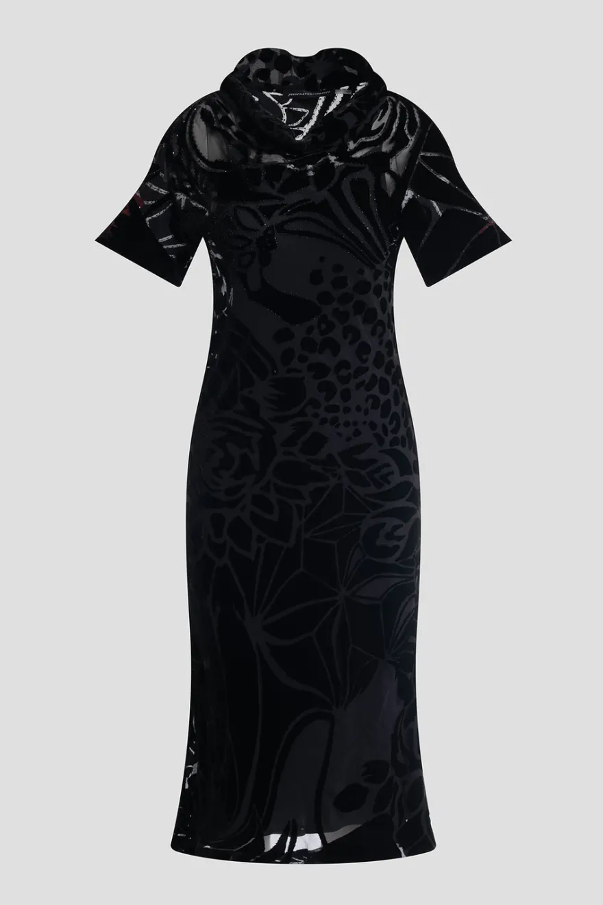Couture Burnout Velvet Beaded Dress
