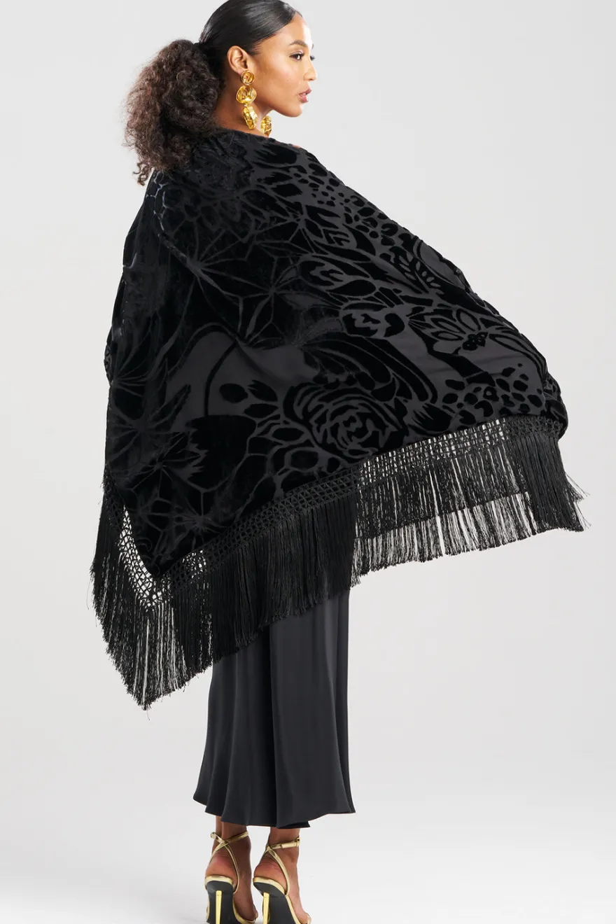 Couture Burnout Velvet Fringe Shawl
