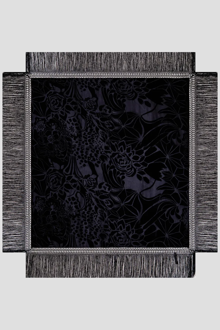 Couture Burnout Velvet Fringe Shawl