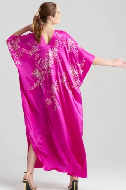 Couture Chrysanthemum Embroidered Cocoon Silk Caftan