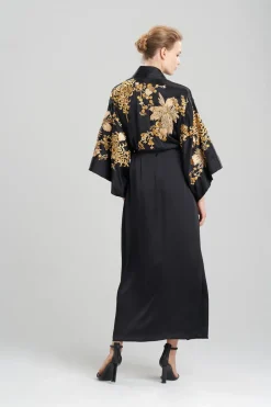 Couture Floral Embroidery Silk Robe