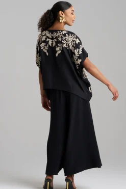 Couture Habotai Embellished Silk Caftan Top