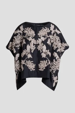 Couture Habotai Embellished Silk Caftan Top