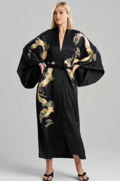Couture Lucky Dragon Embroidered Silk Robe