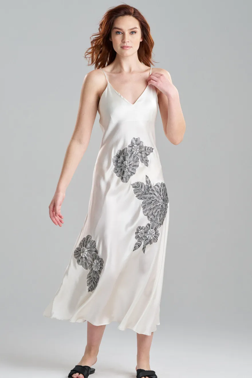 Couture Miyoshi Embroidered Silk Slip Dress