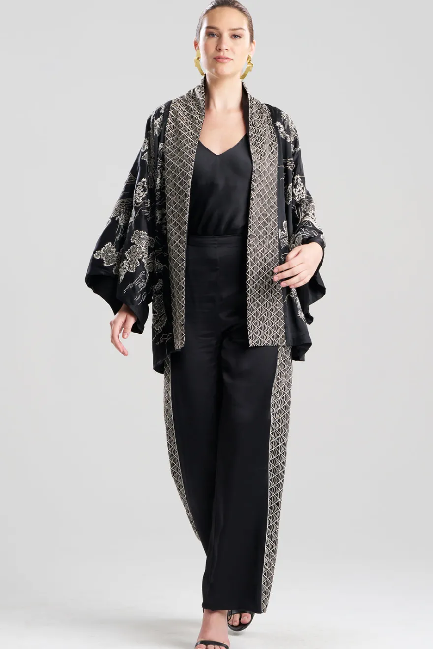 Couture Nara Embroidered Silk Kimono Wrap