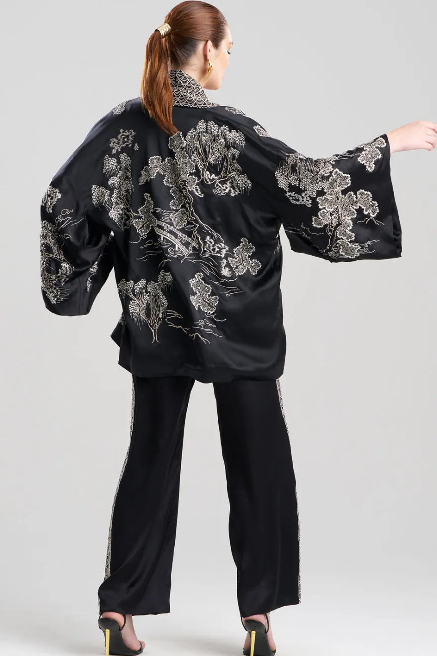 Couture Nara Embroidered Silk Kimono Wrap