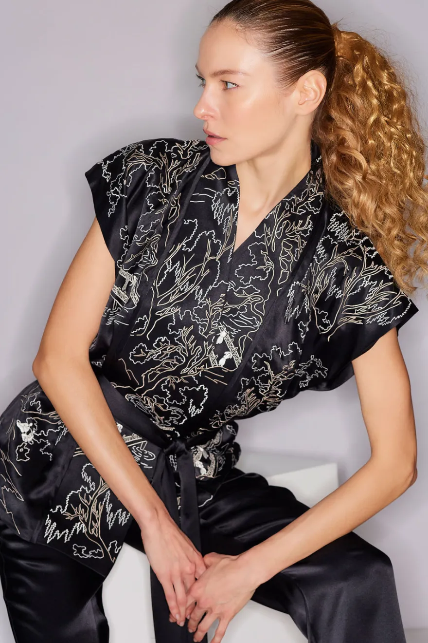 Couture Nara Embroidered Silk Vest
