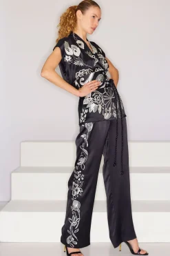Couture Nouveau Embroidered Silk Pants
