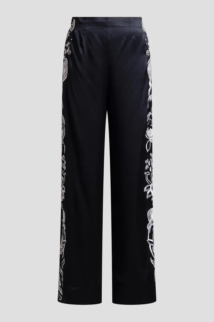 Couture Nouveau Embroidered Silk Pants