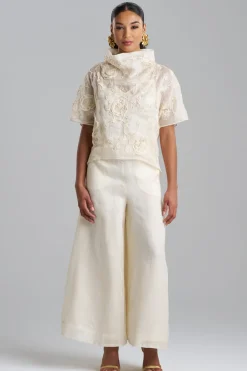 Couture Piña Embroidered Funnel Neck Top