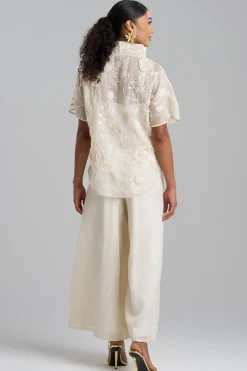 Couture Piña Embroidered Funnel Neck Top