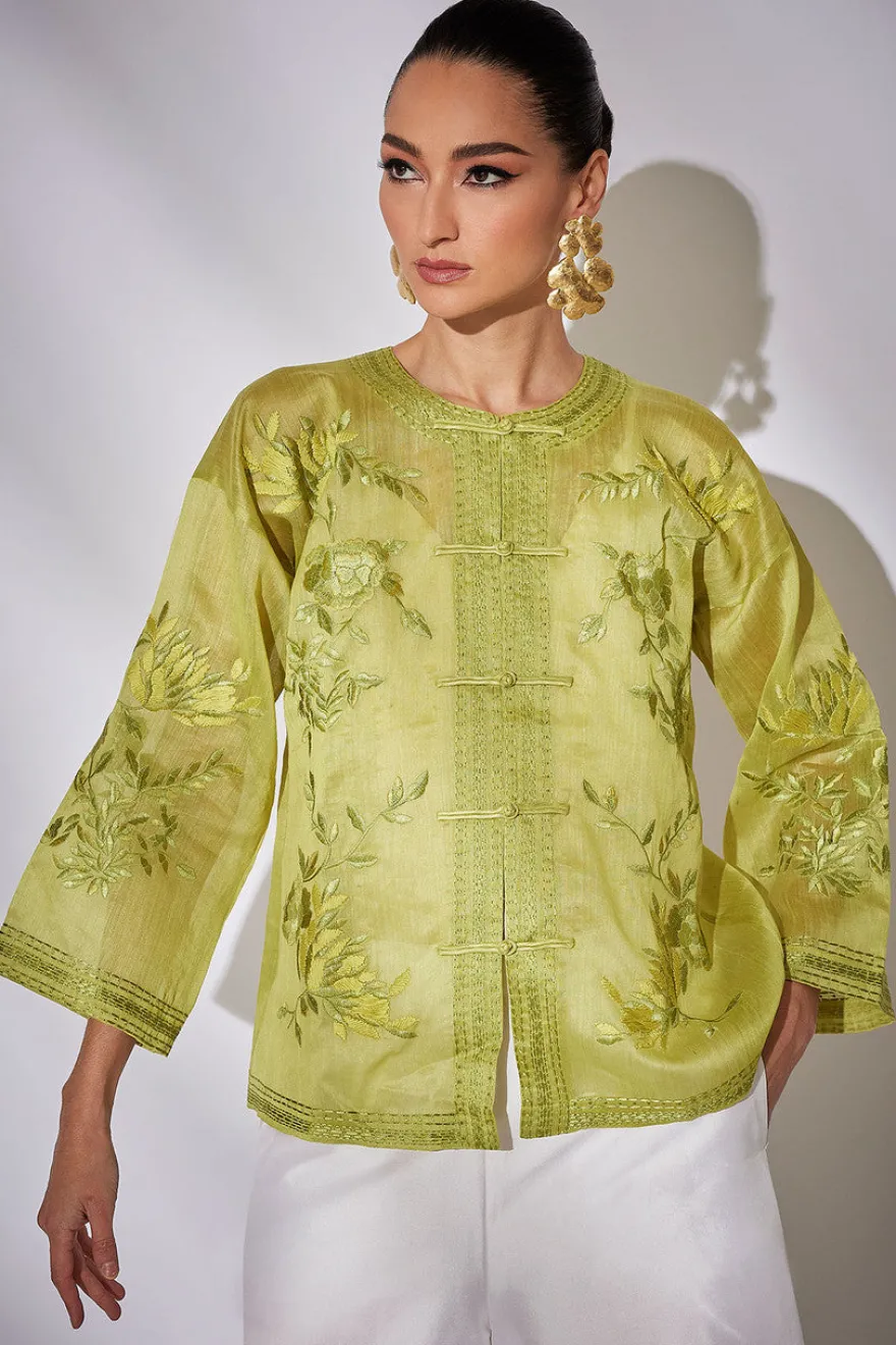 Couture Piña Embroidered Mandarin Jacket