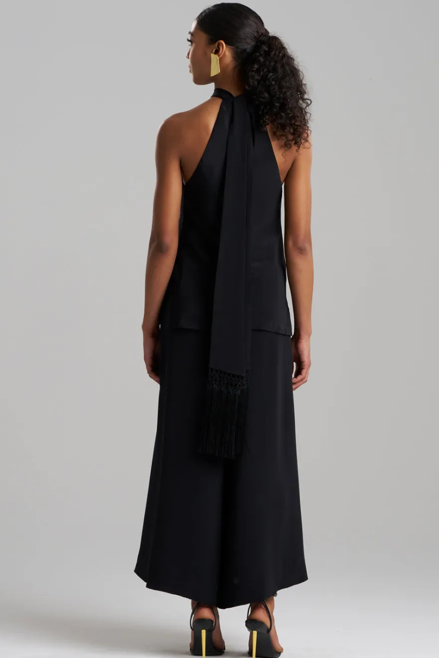 Couture Silk Crepe Fringe Halter Top