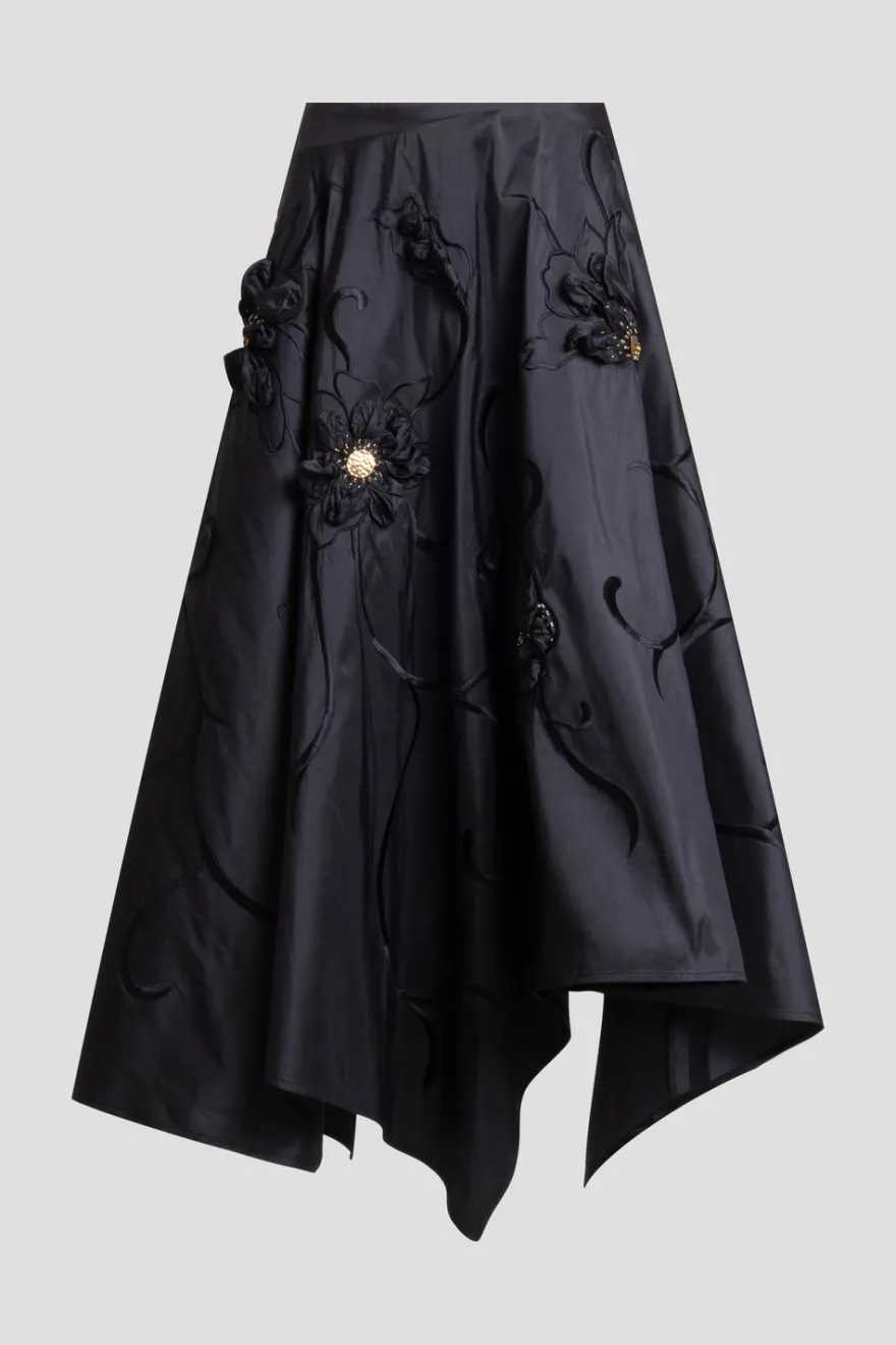 Couture Silk Dupioni Embellished Skirt